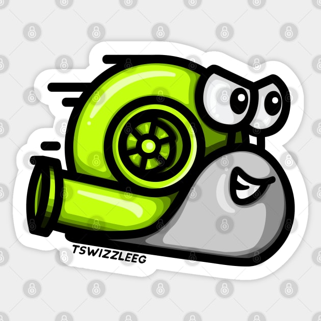 Turbo Snail - Lime Green Sticker by hoddynoddy